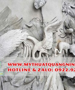 Tranh Đắp Nổi 3D, Đắp Tranh Phù Điêu Tùng Hạc, phù Điêu Sen Hạc Phong Thuỷ Tại Quảng Ninh 10